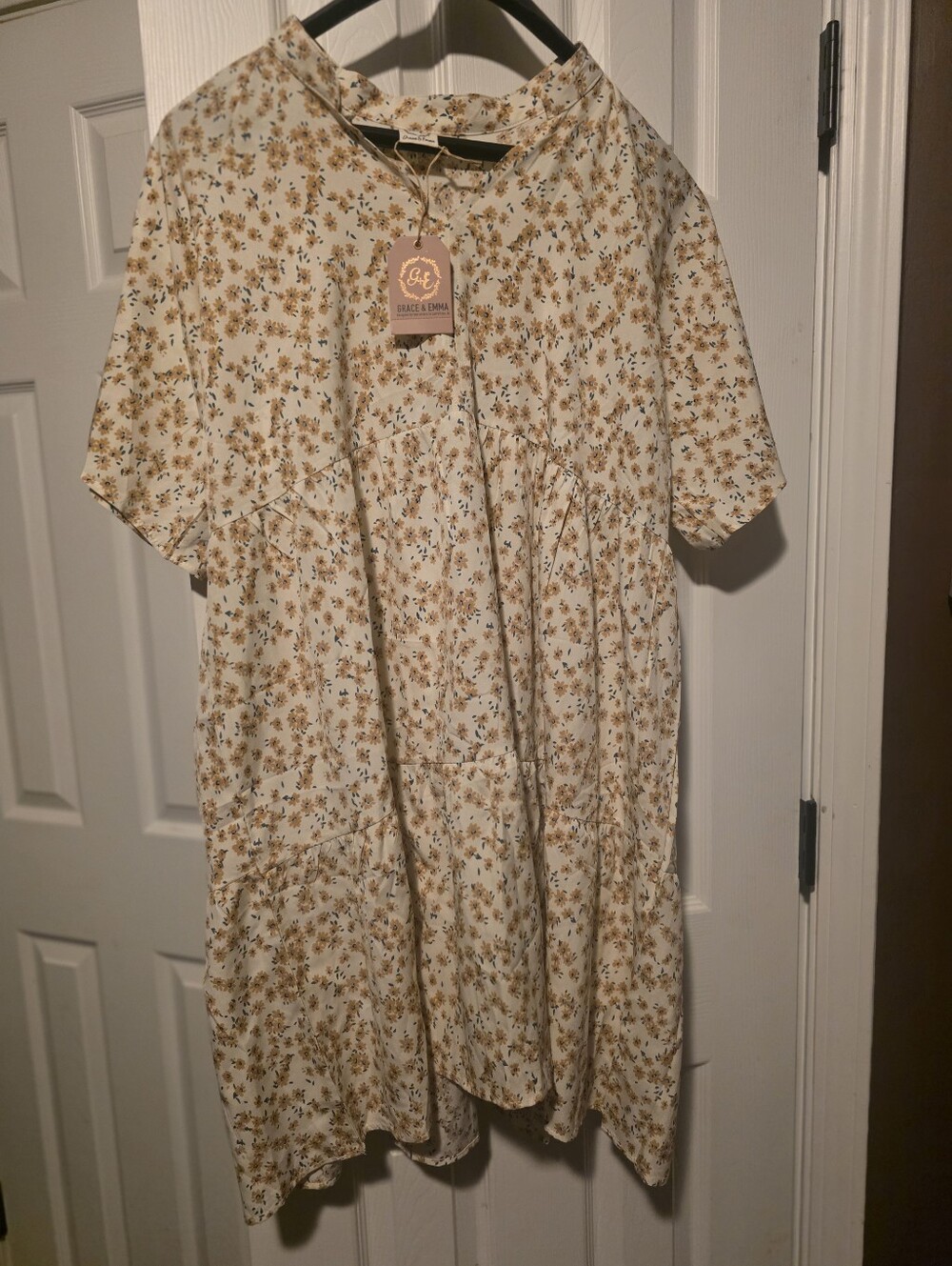 Women's Cream Floral Midi Dress